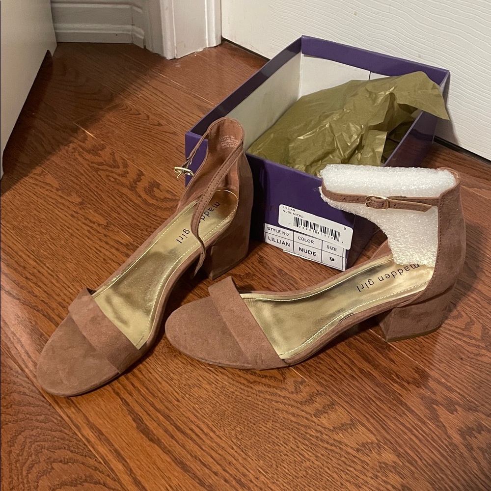 Brown/dark nude Suede Block Heel Sandals madden girl